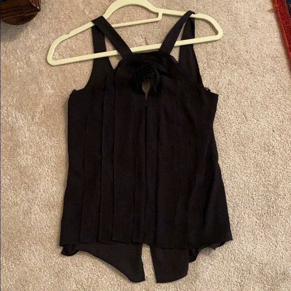 BCBG XS Black rose flowy top